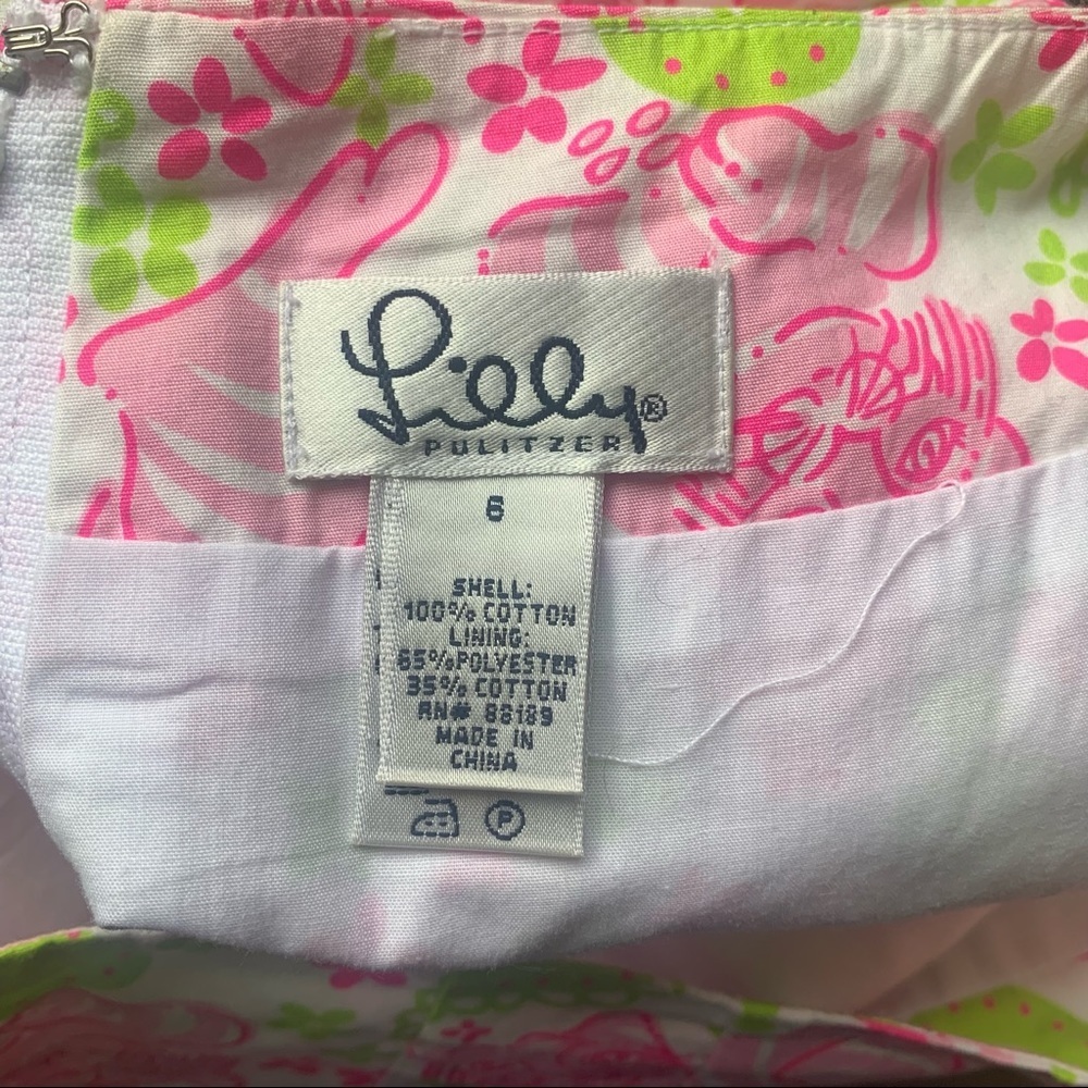 VTG 90 2000 y2K Pastel Lily Pulitzer Cat Martini Tiger Skirt Preppy Floral 6 Pok - Picture 5 of 8